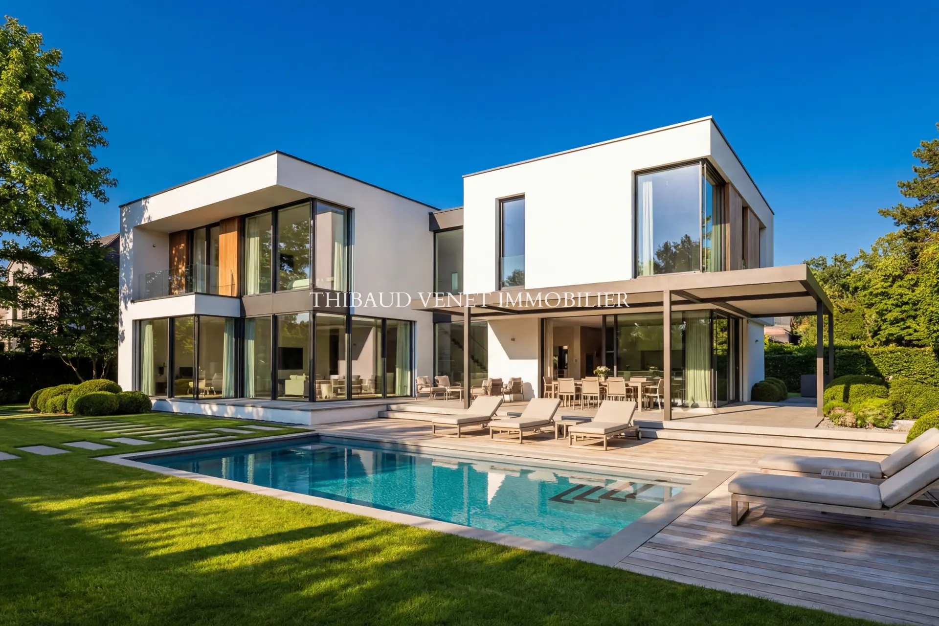 Villa contemporaine avec piscine et jardin