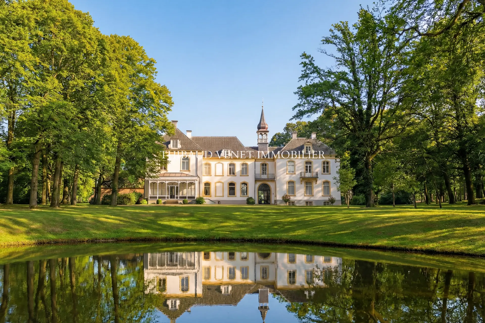 Château au bord d’un étang paysager